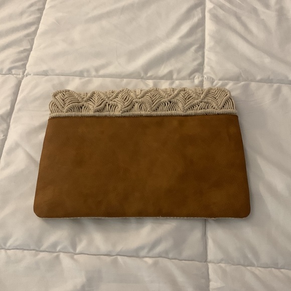 Crocheted Clutch/Crossbody, Beige/Tan - Picture 2 of 3